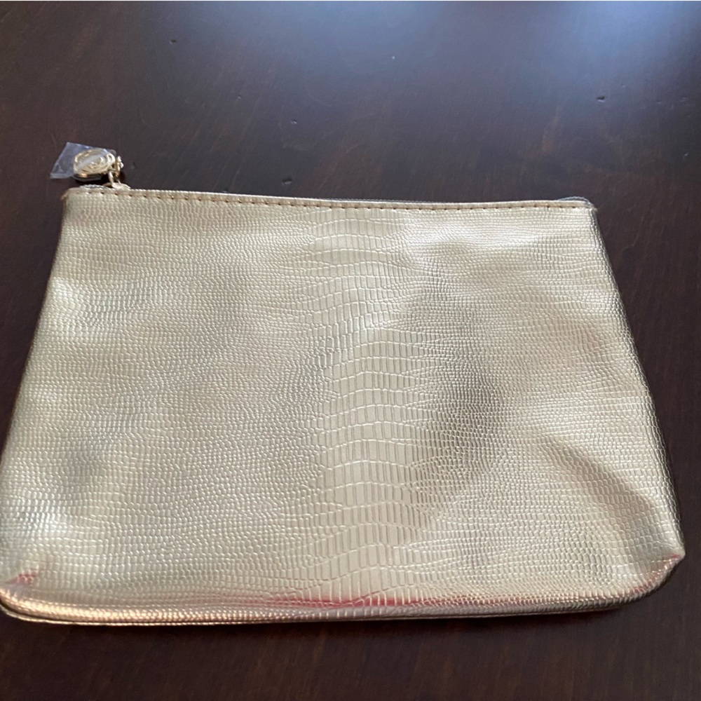 NWT! Lancome brand metallic gold tone zippered bag/pouch - Picture 9 of 12